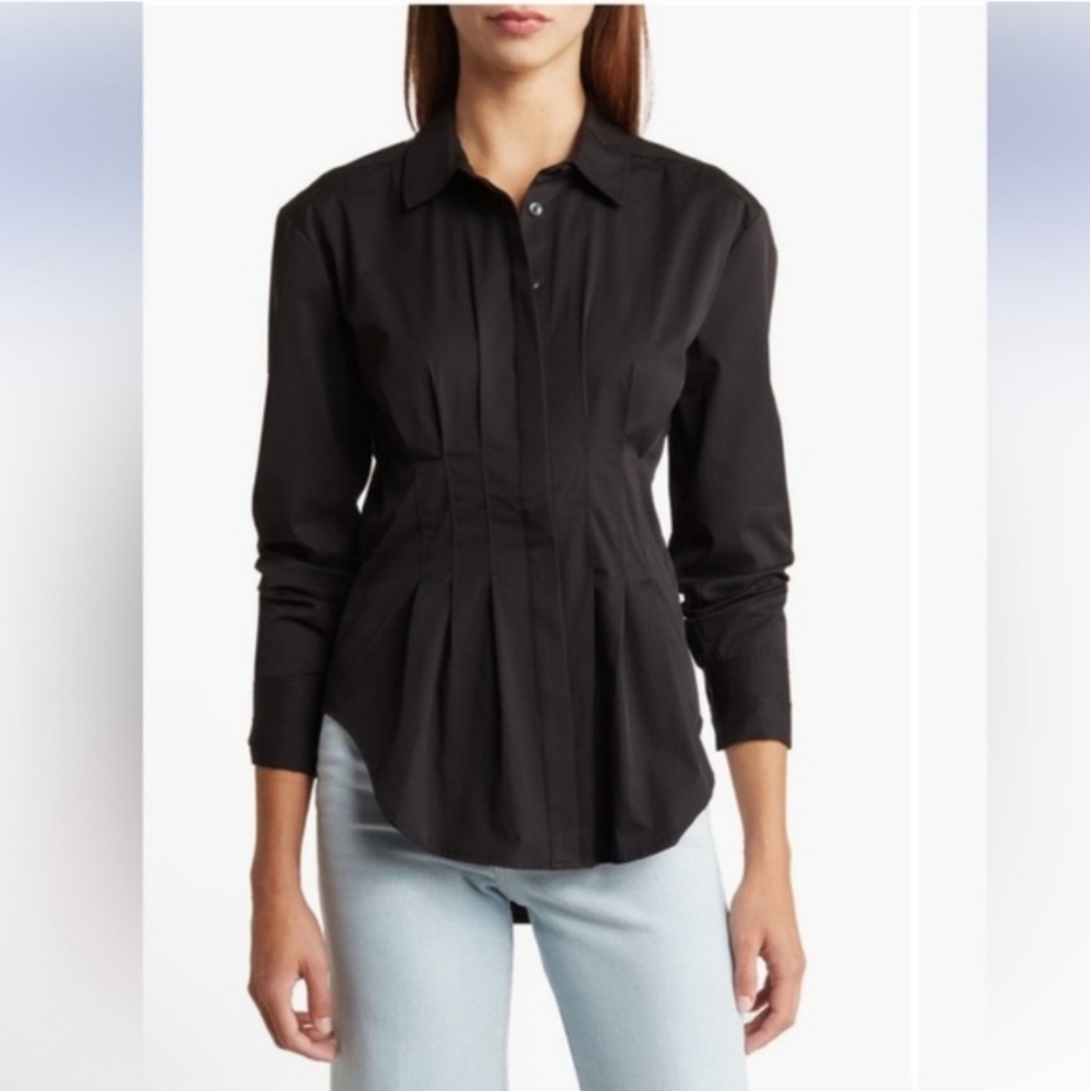 Good American Dart Waist Button Down